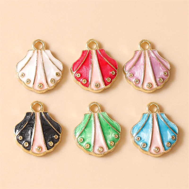 10 Stück 12x14mm Niedliche Bunte Emaille-Muschelanhänger für Halsketten, Ohrringe, Armbänder, Accessoires, DIY-Bastelarbeiten, Schmuckherstellung