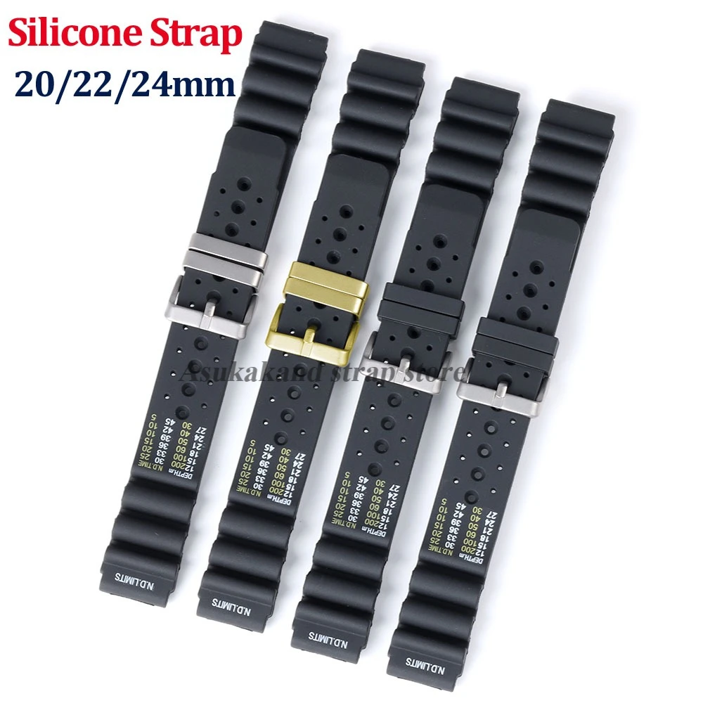Premium Silicone Strap Dive Watch Band - Durable Rubber Diving Belt