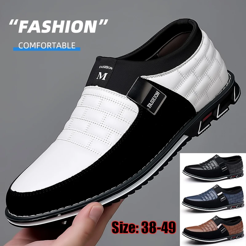 Men-Business-Casual-Shoes-Slip-on-PU-Leather-Shoes-Plus-Size-Formal ...