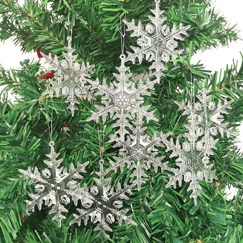 (6 Pieces/bag) Artificial Christmas Tree Decoration Snowflake Ice Strip Pendant New Year Holiday Decorations Handmake DIY