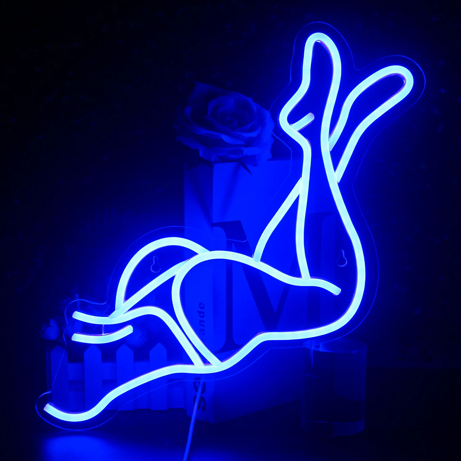 Neon Sign Sexy Women Legs Led Light Blue USB Night Light Home Party Bar Sports Room Club Wall Hanging Decor Acrylic Neon Light
