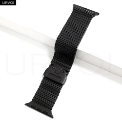 Premium Stainless Steel Mesh Strap with Parachute Buckle for Apple Watch (Black color)