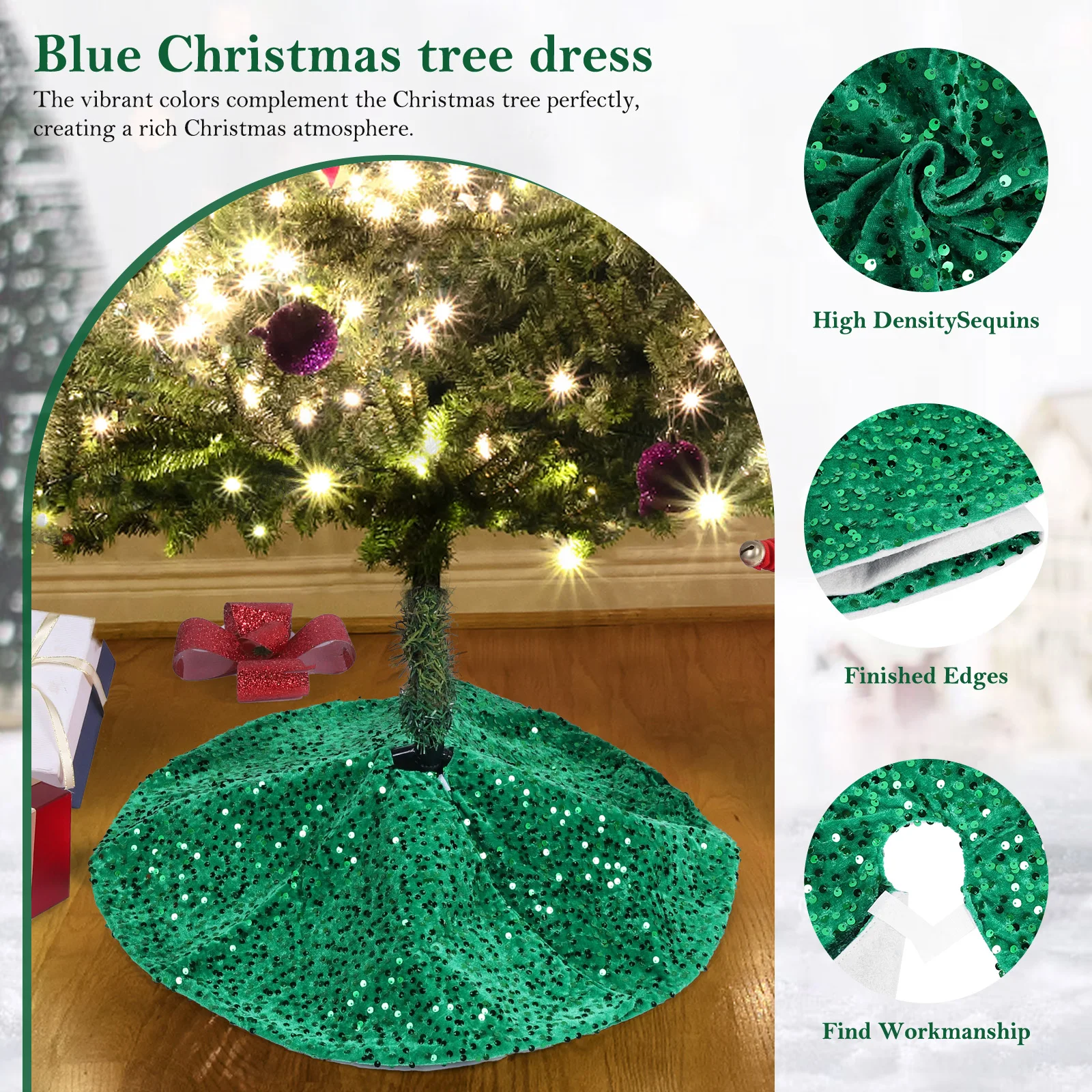 Sparkling Sequin Tree Skirt W/ Small Sequin Mini Xmas Tree Skirts (model 2)