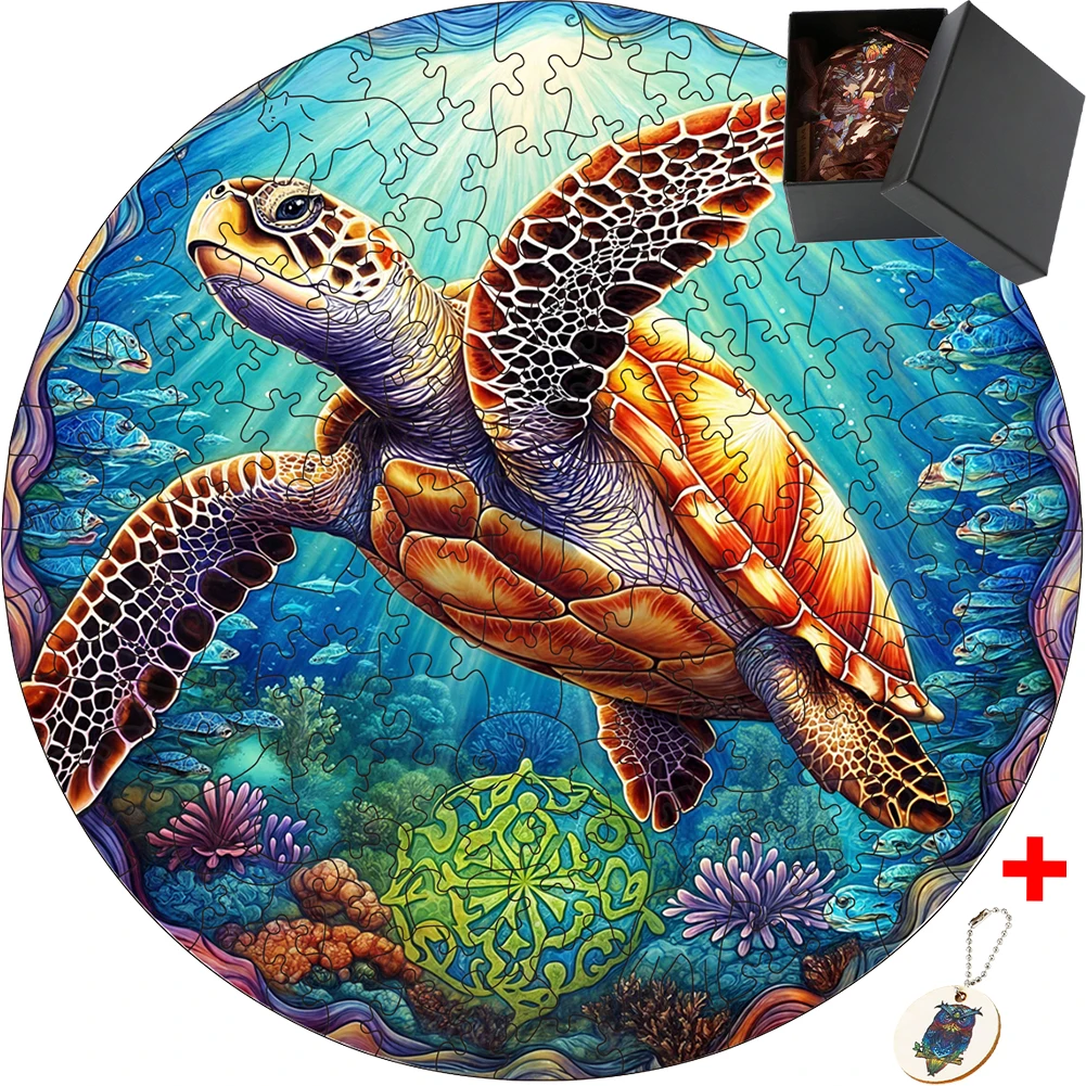 Wooden Jigsaw Puzzles Sea Turtle Wooden Puzzle DIY Crafts Jigsaw for Kids Adults