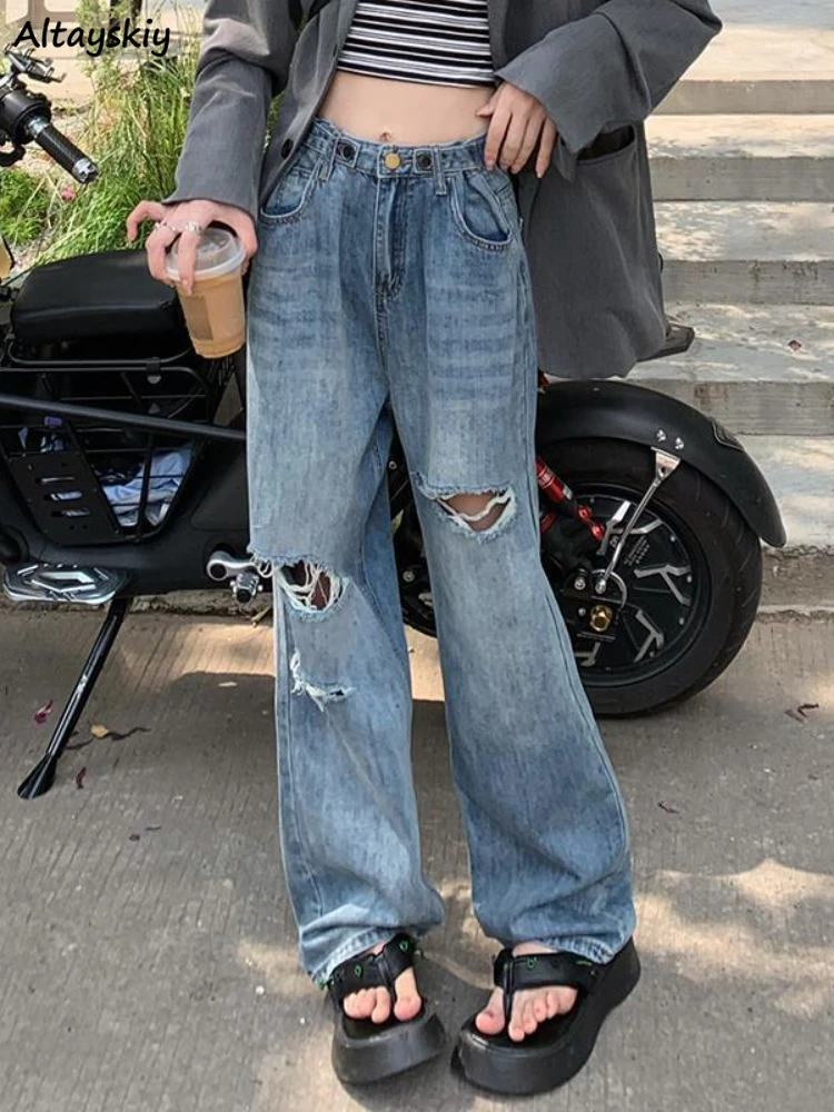 

Jeans Women Hole Casual All-match Tassel Personality Design Summer Classic Streetwear Ulzzang Colleges Denim Trousers Chic Loose