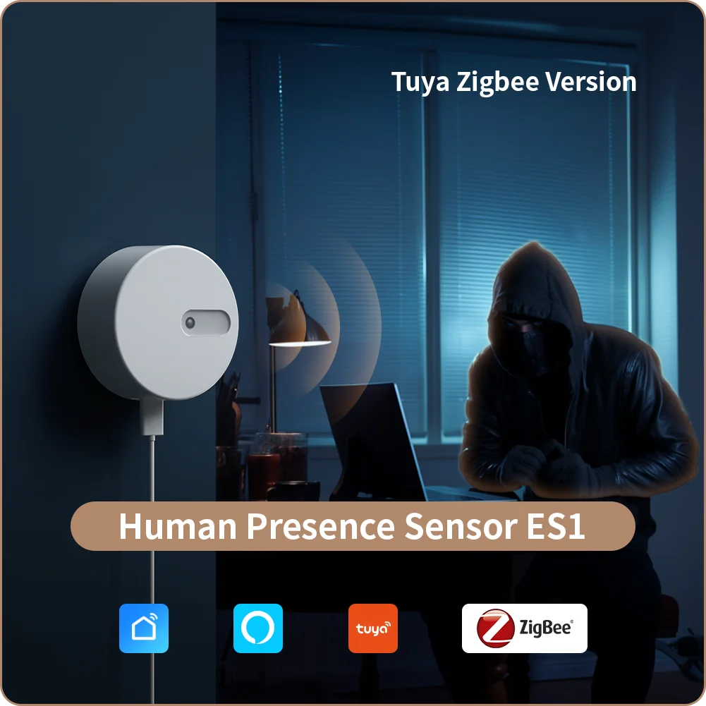 Linptech Presence Sensor ES1,Smart Motion Sensor with 24G MmWave Radar for Home Automation & Security(Tuya Zigbee&Wifi Version)