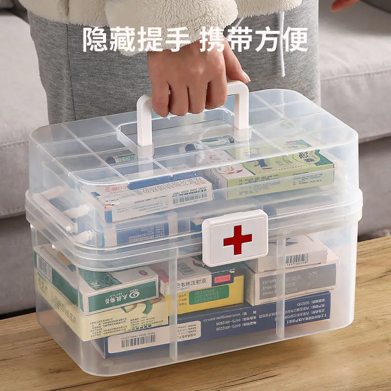 First Aid Kit Storage Box Plastic Large-capacity Medicine Box with Handle  Multi-Functional Portable Medicine Cabinet Organizer - AliExpress