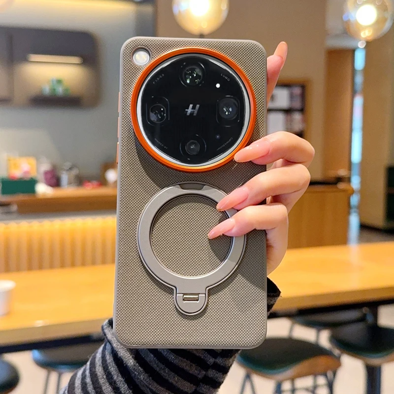 Premium ELVEV Magnetic Luxury PU Leather Case with Rotatable Ring Stand Cover, Anti-Fall Design
