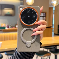 Premium ELVEV Magnetic Luxury PU Leather Case with Rotatable Ring Stand Cover, Anti - Fall Design - OPPO Find X9s Pro (Grey - with Ring)