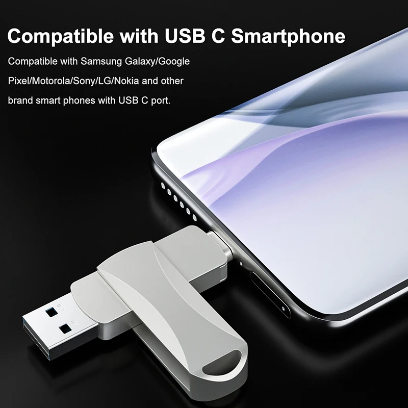 USB 128GB U ũ  2-in-1 Usb ÷ ̺ 64GB 32GB, ޴ -C ̽ ȭ ǻͿ U ũ ޸ ũ