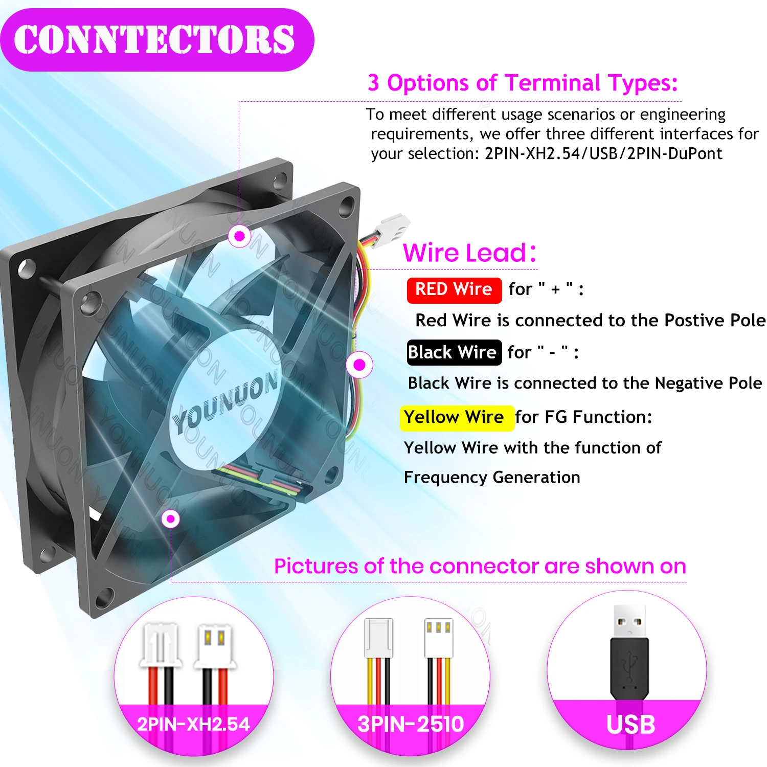 80mm 8025 80X80X25MM Cooling Fan 5V/12V/24V DC Brushless Cooling Cooler Fan 8025 Sleeve&Dual Ball Bearing Axial YOUNUN