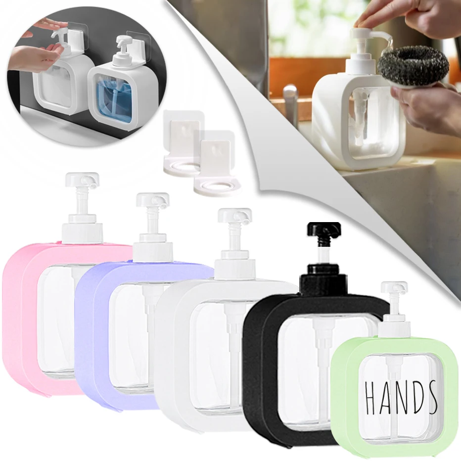 Soap Dispenser Kitchen Hand Soap Dish Bottle Bathroom Shampoo Shower Gel Press Type Storage 300/500ml