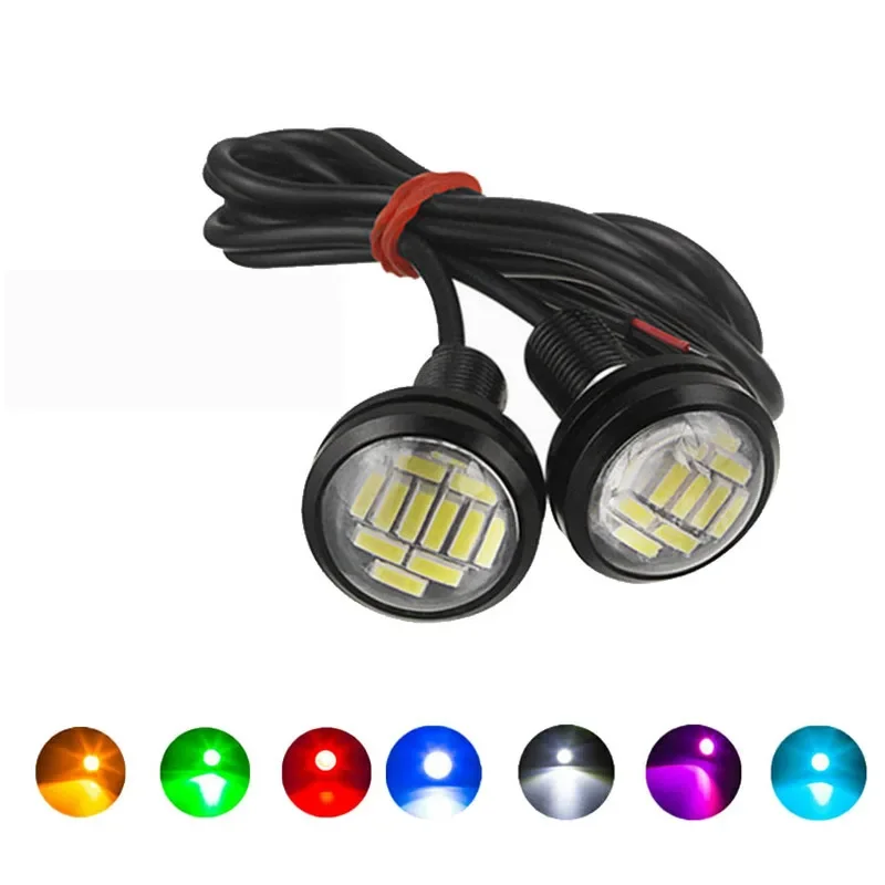 이글 아이 LED 고출력 번호판 램프, 주간 주행 대기 방향 지시등, 역방향 램프, 흰색, 23mm, 4014, 12SMD, 2 개