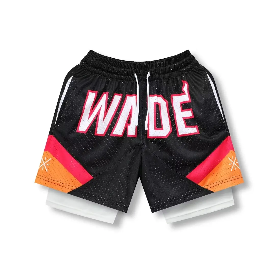 NEW 24/25 American shorts Summer men's youth pants boy Double -layer basketball pants net beach pants casual fitness pants7033 2