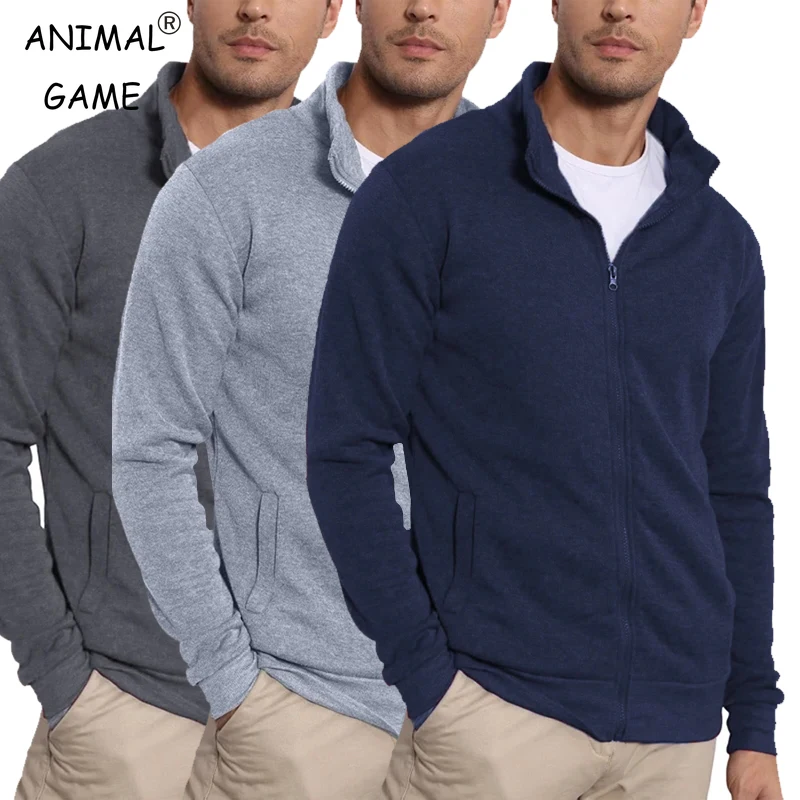 Animal Game Men's Long Sleeve Jacket Man Without Zip Coats Outdoor Sport Lightweight Sweatshirts Streetwear Slim Fit Cardigan