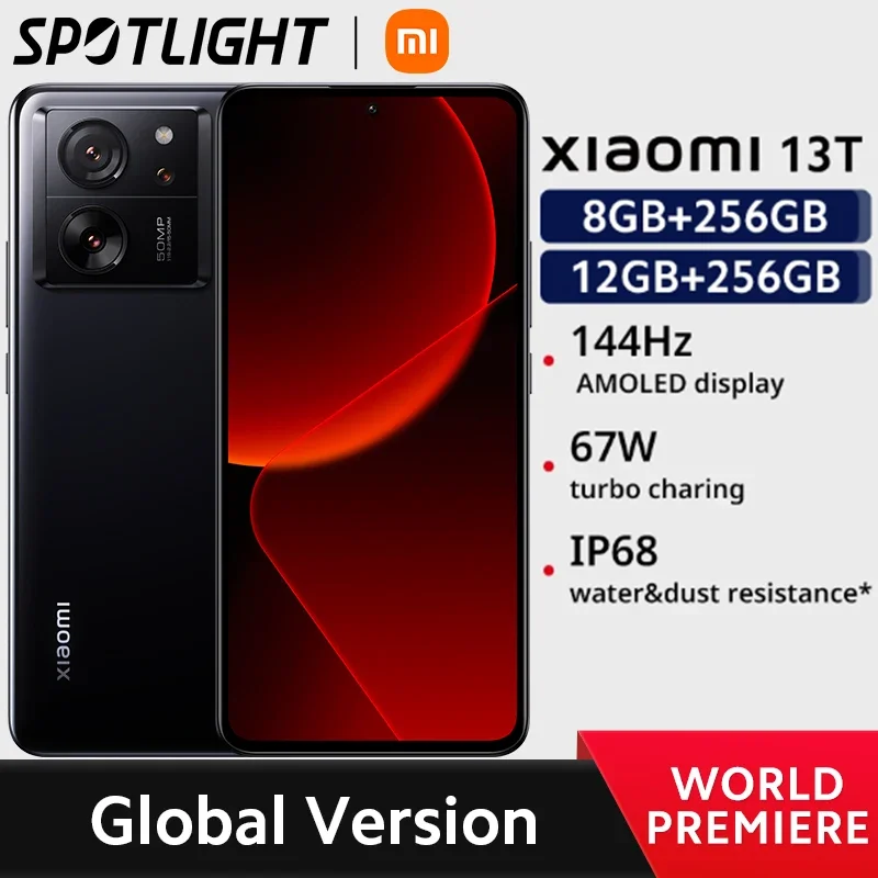 Xiaomi 13T Global Version 50MP Camera IP68 Water 144Hz AMOLED Displa MTK Dimensity 8200-Ultra 67W turbo charing NFC MIUI 14