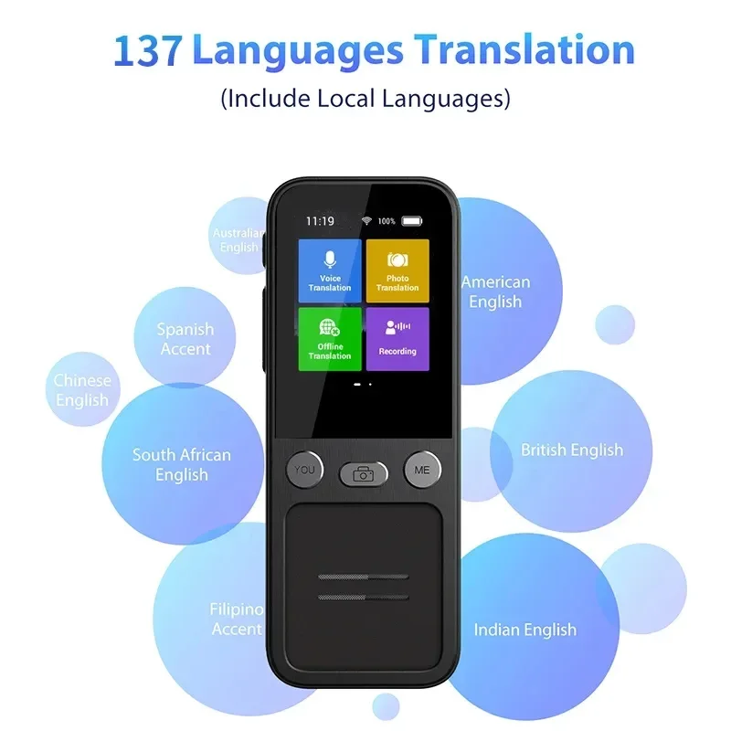 Translation Machine T16 AI Voice Real Time 138 Multi Online Languages Voice-Record 3.1 Inch Big Screen Portable Offline