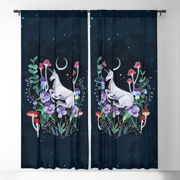

Unicorn Garden Blackout Curtains 3D Print Window Curtains For Bedroom Living Room Decor Window Treatments
