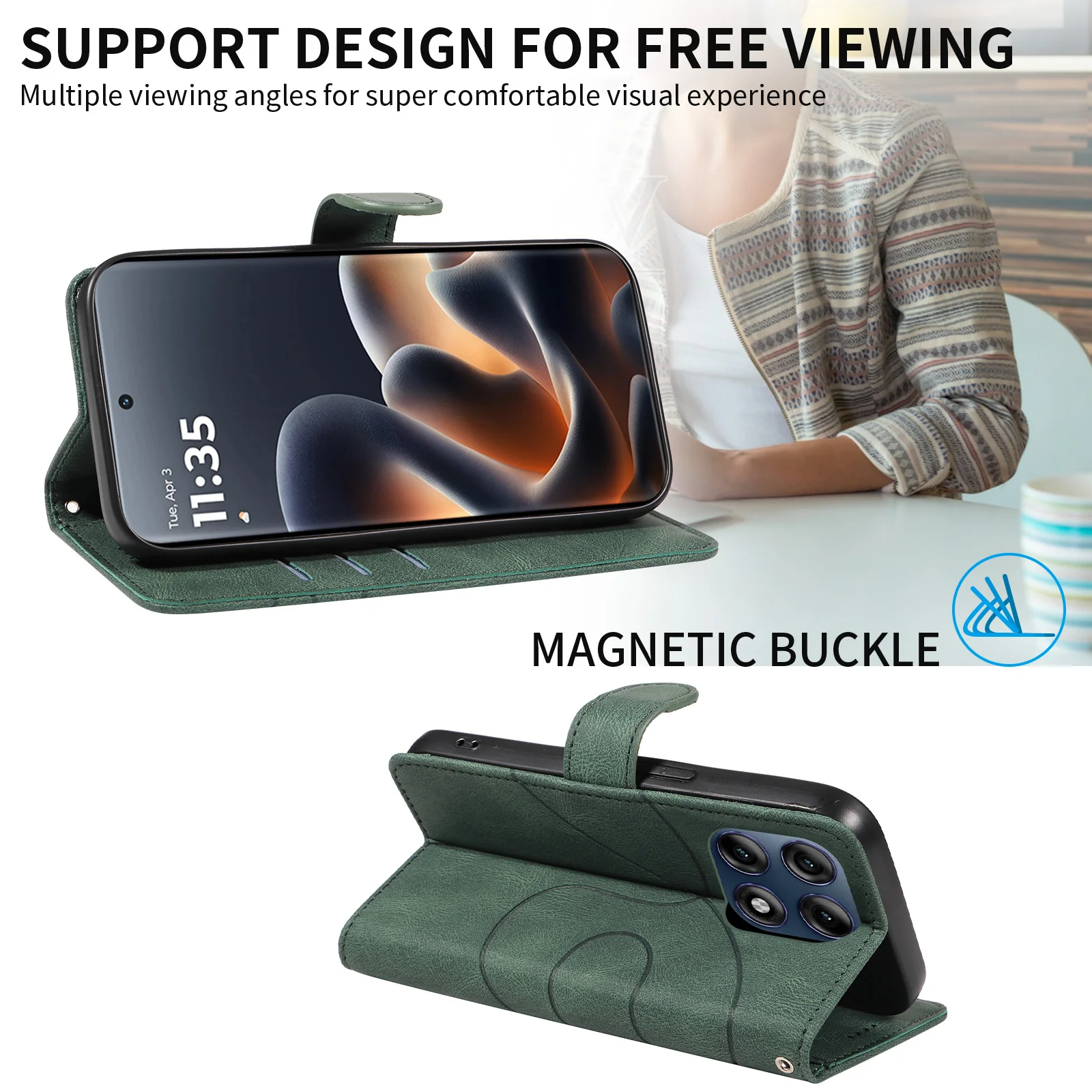 Luxury Leather Wallet Flip Case | Premium Kickstand Book Phone Cover