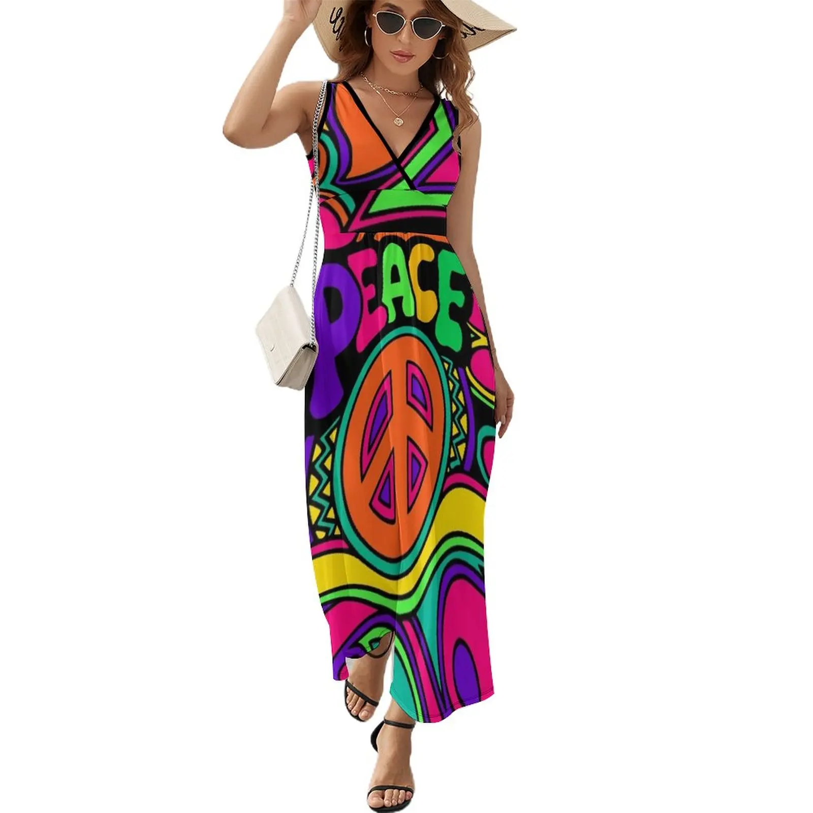 Pretty Pink n Colorful Hippy Trippy Design Sleeveless Dress summer dress woman 2024 women formal occasion dresses