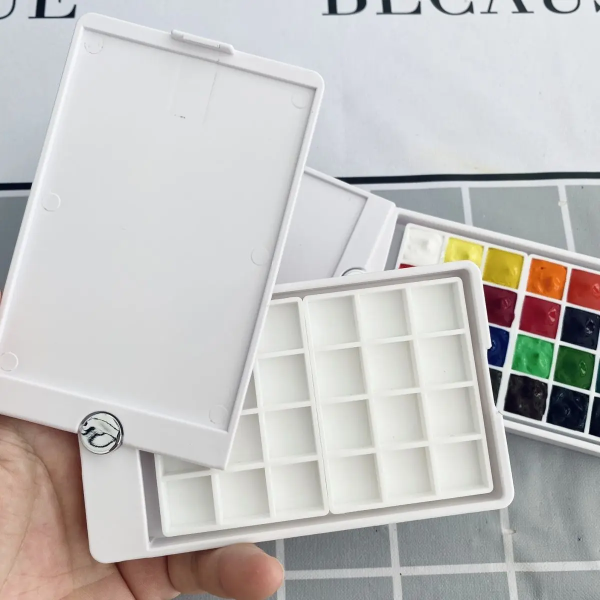 

Rotary Flip Cover Watercolor Packaging Pigment Storage Box 24 Cells 1ml Solid Watercolor Portable Paint Box For Art Supplies