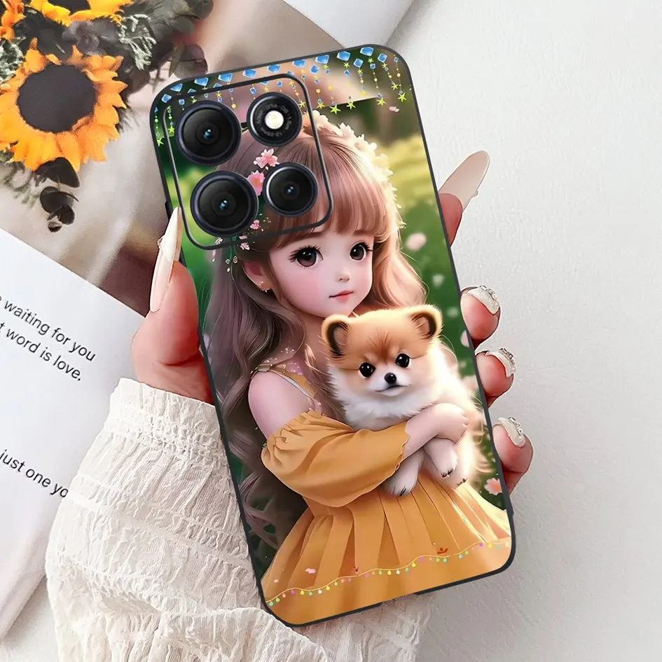 Floral Bamboo Cat Cartoon Soft Silicone Back Cover