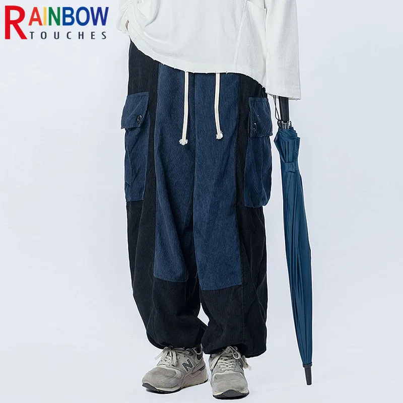 Rainbowtouches New Fashion Casual Sports Training High Street Vintage Style Pant Corduroy Men's Trendy Oversize Loose Trousers