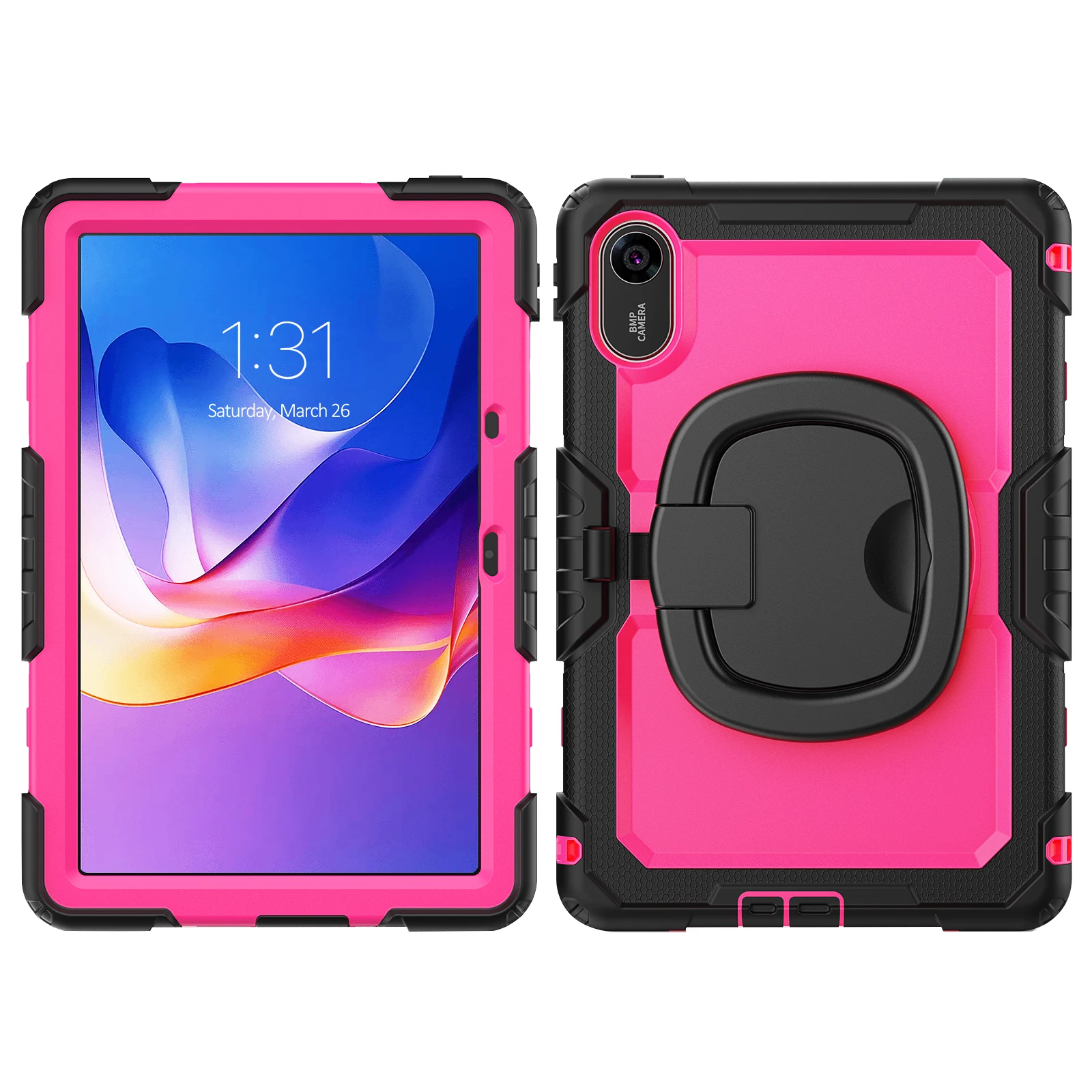 Durable 360° Rotating Kickstand Protective Case with Handle Grip and Shoulder Strap