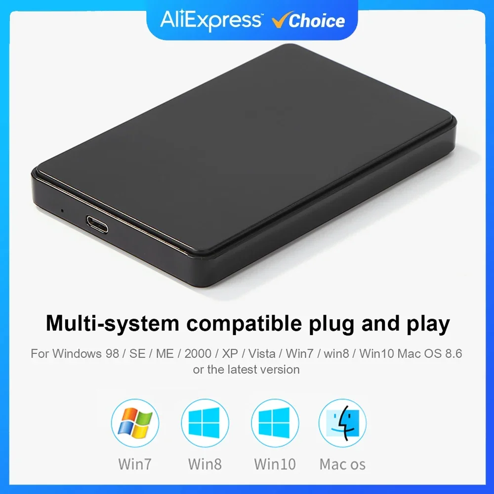 USB3.1 Mobile HDD Box with USB3.0 To Type-C Cable 2.5in Mobile Hard Disk Box Driver-free Plug and Play for SATA 1/2/3 HDD Or SSD