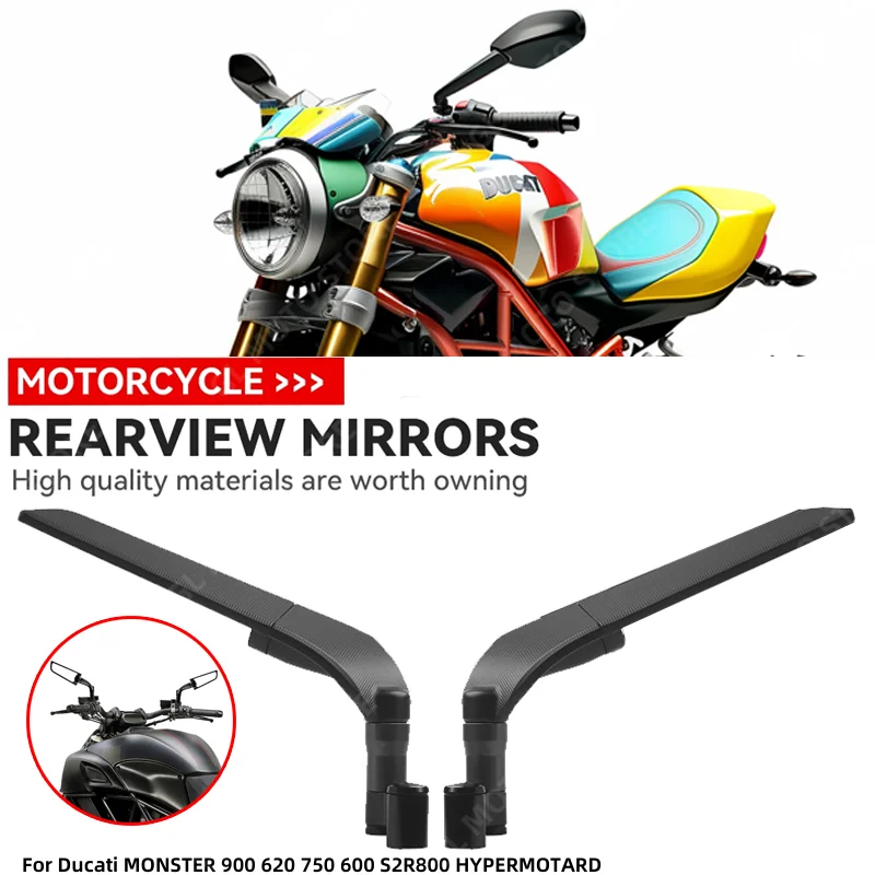 오토바이 윈드 윙 사이드 백미러, 조절식 회전 액세서리, Ducati Monster 900 620 750 600 S2R800 하이퍼모타드