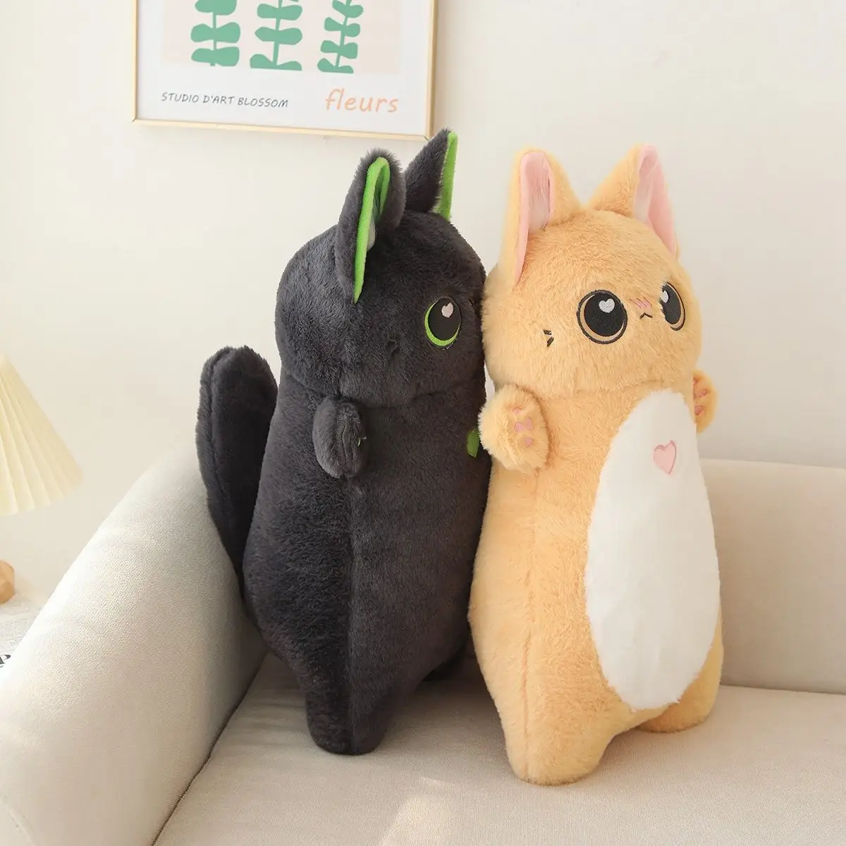 Giappone Anime Cat Plushie farcito gattino Siamese animali gatti neri cuscino da tiro scuola pisolino dormire federe bambini