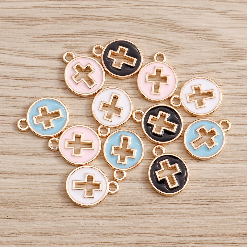 Tusember 10 Stück goldfarbene Emaille-Kreuzanhänger, christliche Kreuze, Anhänger für Armbänder, Halsketten, Ohrringe, handgefertigte DIY-Accessoires – Detail 19