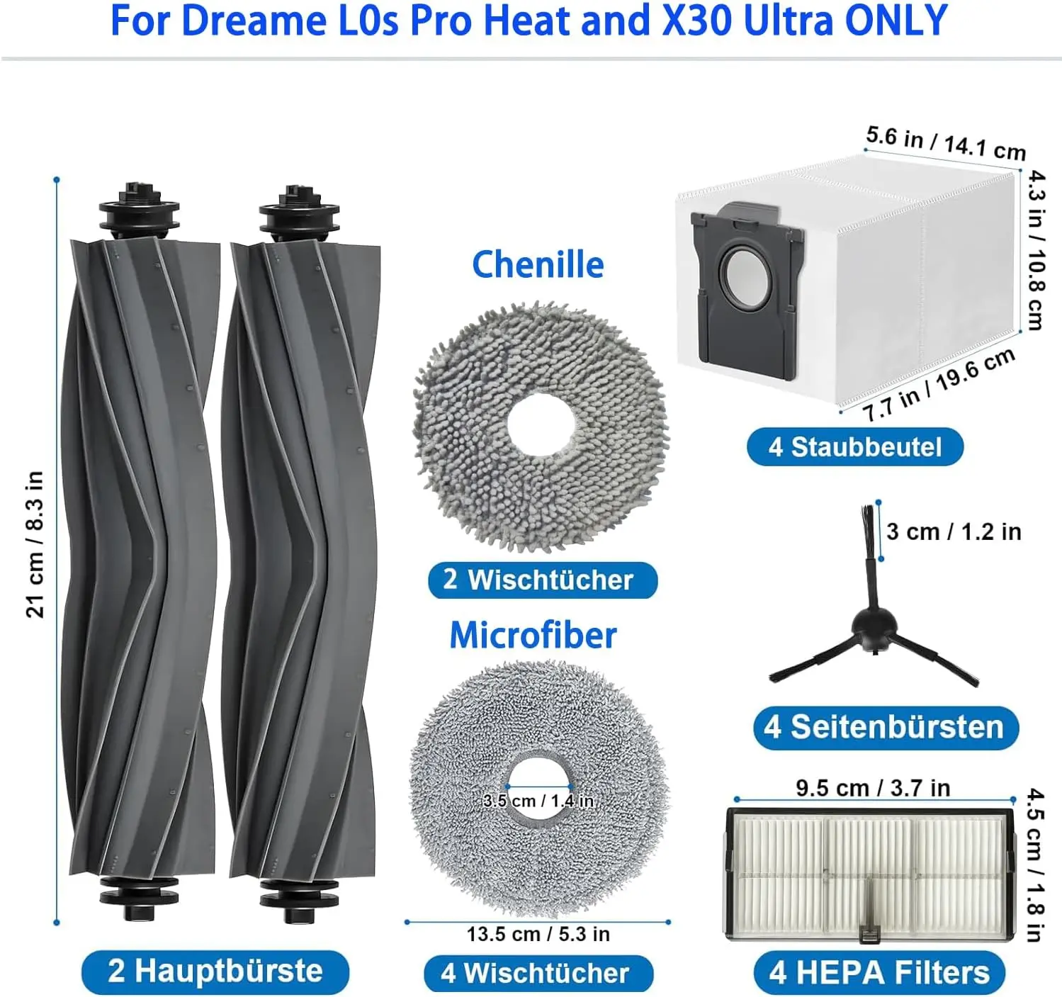 Dreame L10s Pro Ultra Heat X30 Ultra X30 Pro Accessories Vacuum Cleaner Replacement Main Side Brush Filter Mop Dust Bag