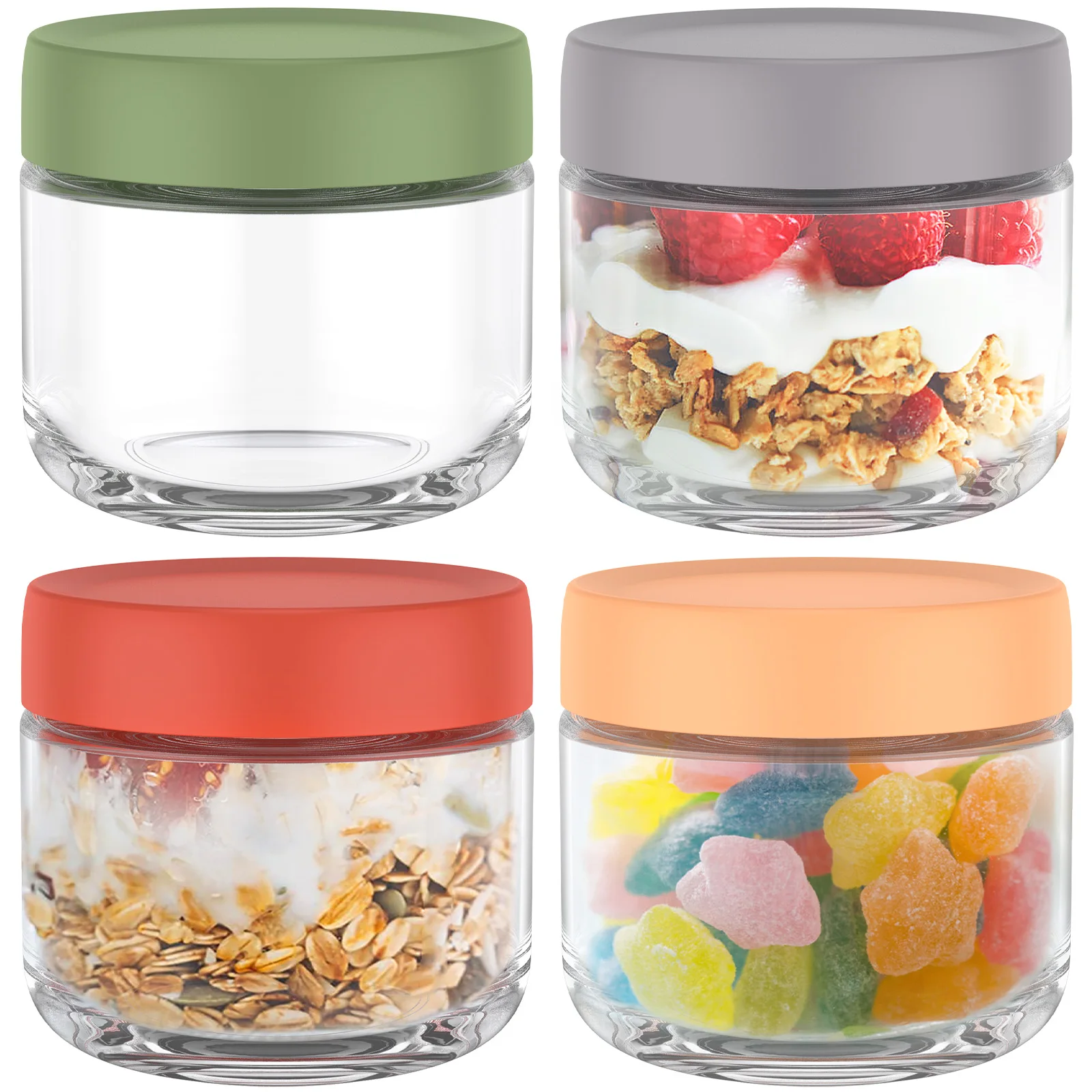 Mason Jars For Overnight Oats, 4pcs Overnight Oats Containers With
