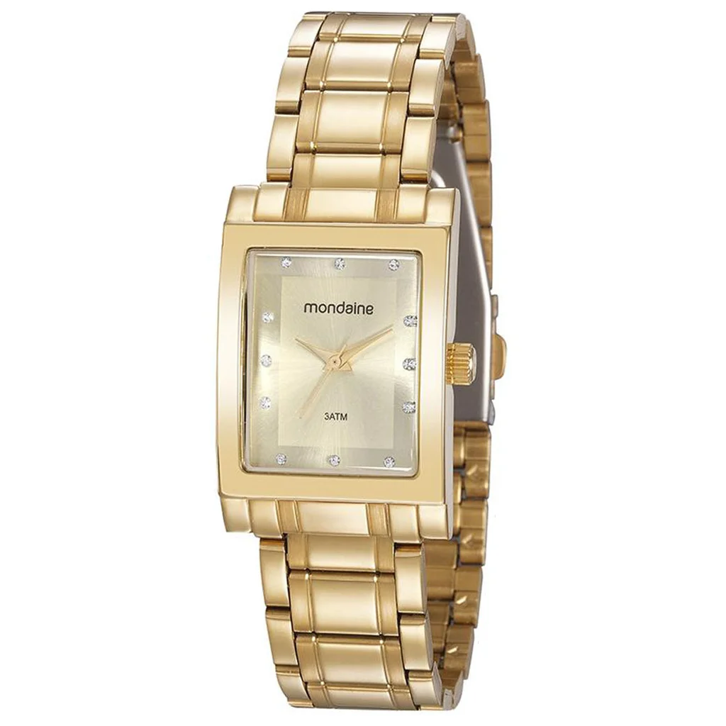 Mondaine – montre carrée dorée, pour femmes