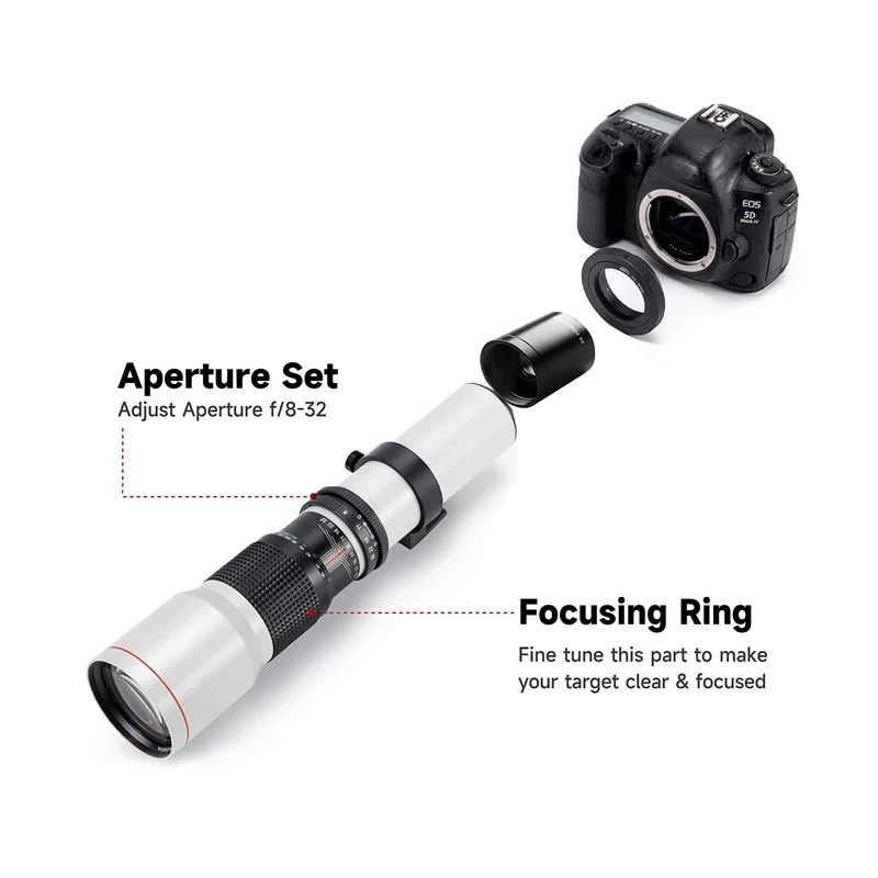 Lightdow Telephoto Lens 500mm with 2X Converter Manual Focus