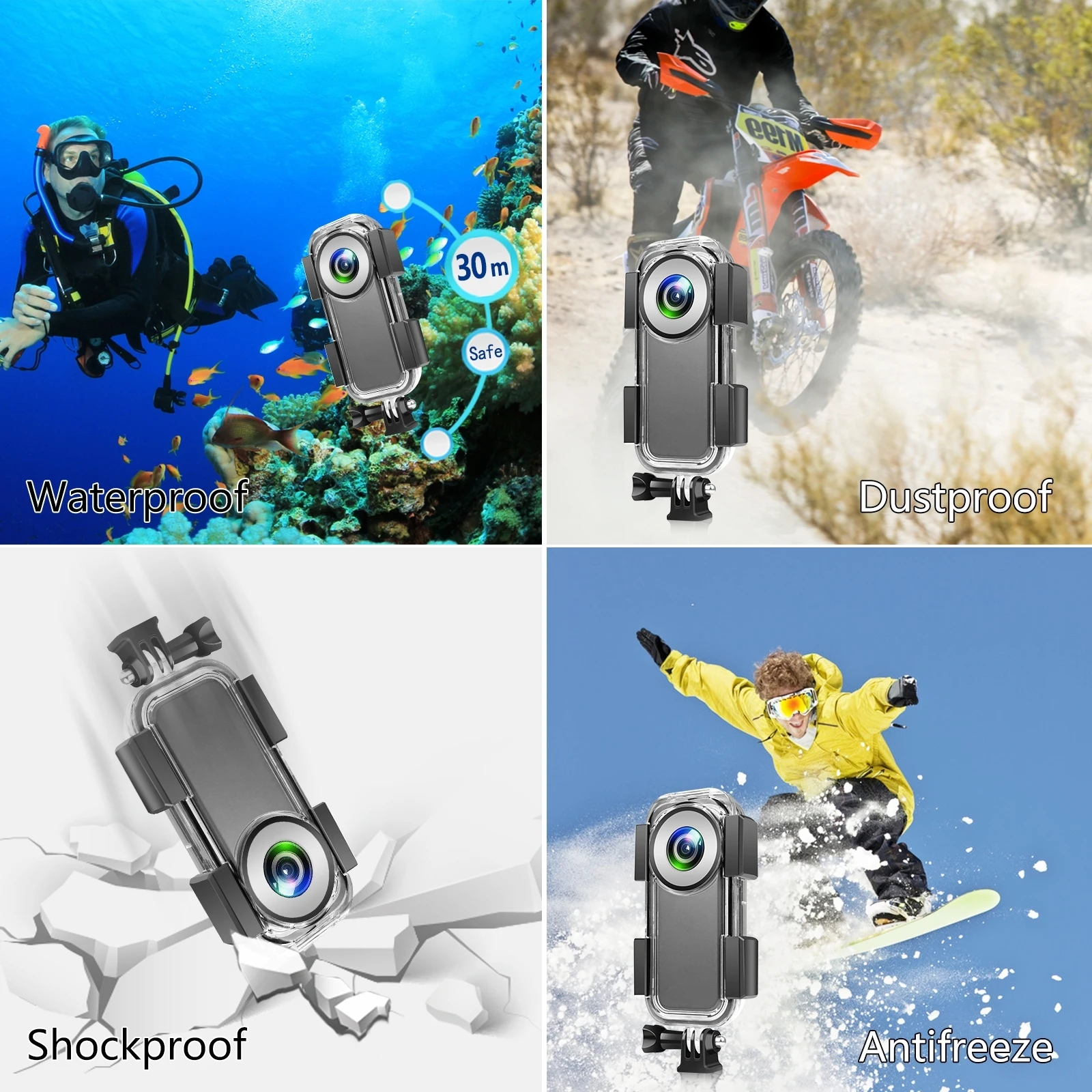 PULUZ 30m Underwater Waterproof Housing Case for Insta360 ONE X2 Cover for Diving, Snorkeling, Swimming