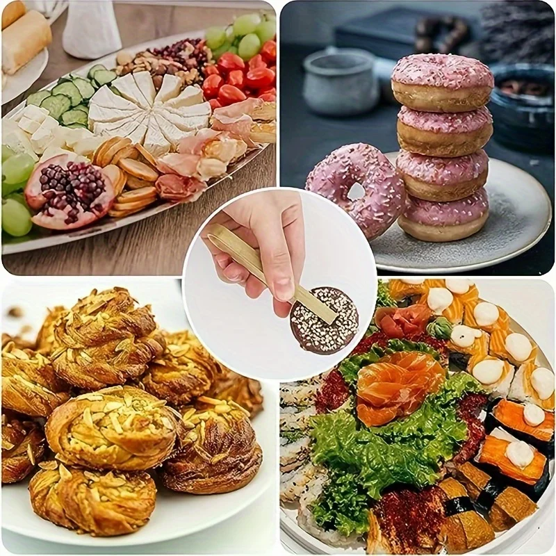 Cooking Utensils Mini Bamboo Tongs Natural Toast Tongs For Cooking Baking Tongs For Campfire Camping Outdoor Picnic 20pcs