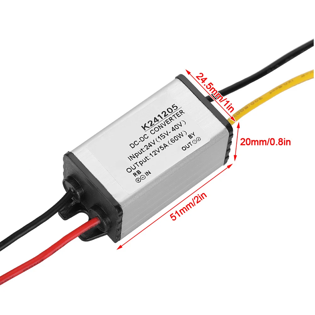 DC-DC 24V to 12V Voltage Converter High Efficiency Step down Power Supply 5A Aluminum Shell power supply voltage converter