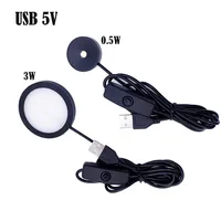 USB LED Mini Spotlight 5V Round Surface Mount Cabinet Display Showcase Small Light Ceiling Light Spotlight Home Use with Switch 1