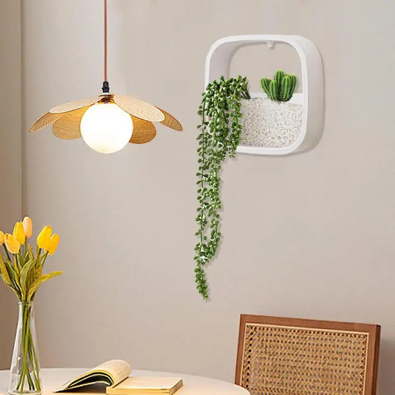Wall Hanging Succulent Planter Square Flower Pot Indoor Air Plant Vertical Container Wall Mounted Hanging Vase Home Wall Decor 4