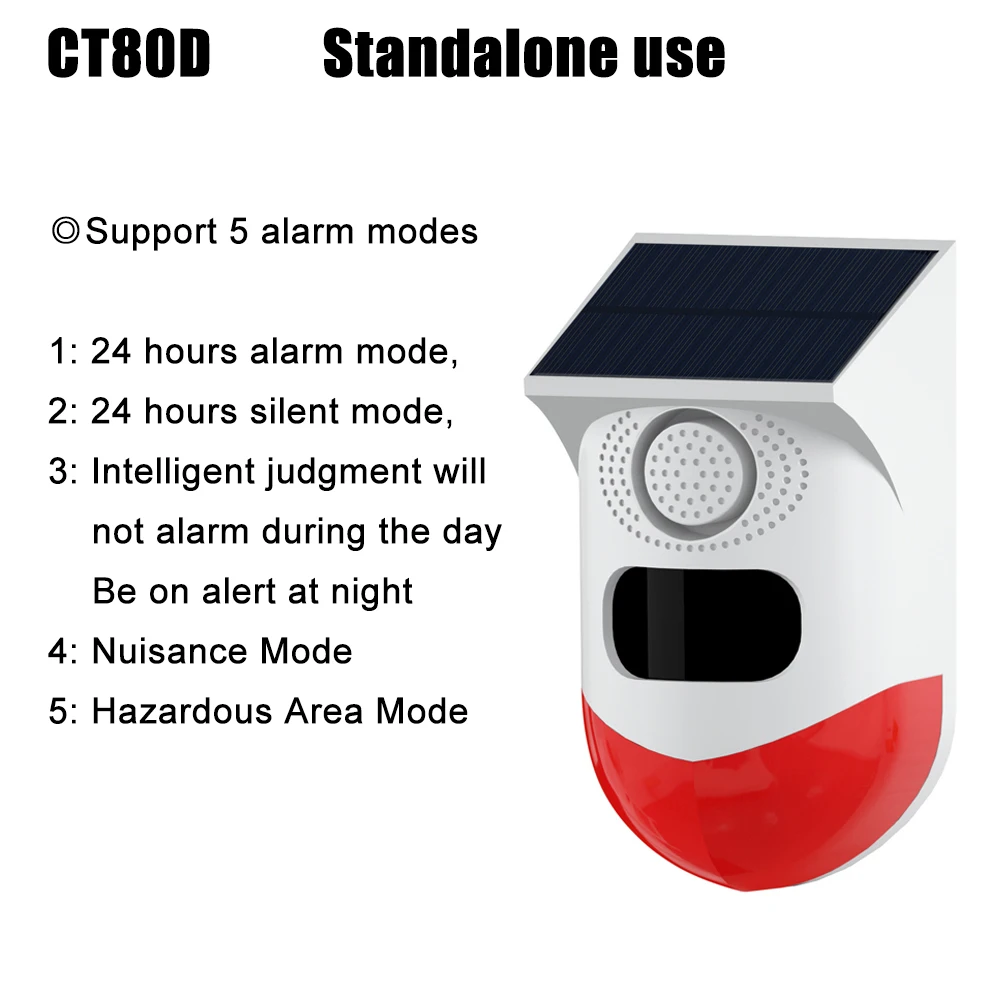 

Independent Outdoor Solar Infrared Alarm 120dB Wireless Anti-theft Waterproof Animal Drive Outdoor Sound And Light Alarm Signal