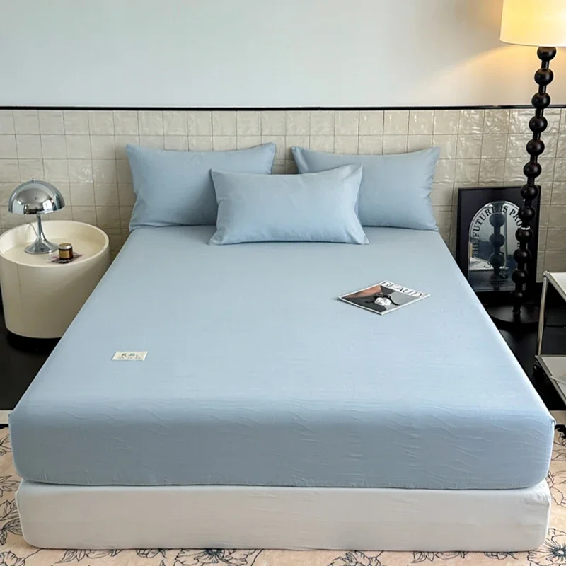 solid color mattress single piece pure cotton mattress cover sheet non-slip all-inclusive mattress Simmons protective cover 2