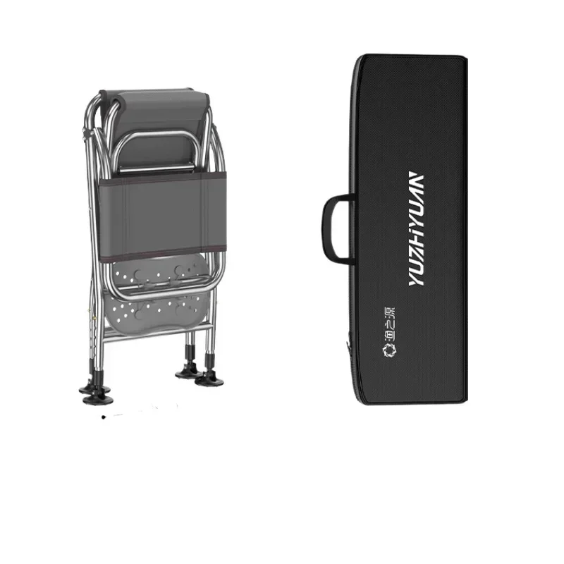 High Fishing Chair, Adjustable Footrest, Stainless Steel Folding Seat, Reclining Backrest, Portable Sturdy Fishing Gear