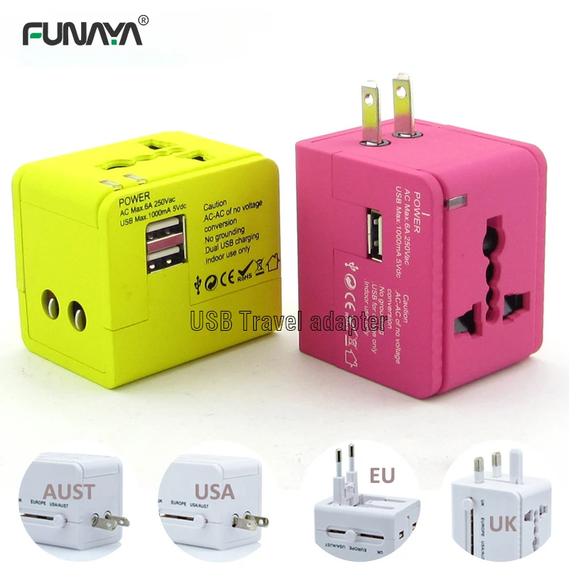 

Dual USB Travel Socket 2.1A Multi-function Conversion Plug Portable with Charger Converter AC110 220V 1500W Universal Socket