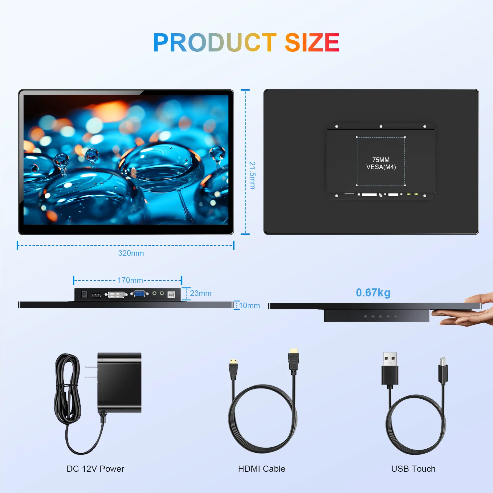 HOWENS 14인치 1920x1200 휴대용 모니터 터치스크린 IPS 외부 화면 디스플레이 USB-C HDMI 휴대폰 노트북 PC 자동차 DIY 시스템용