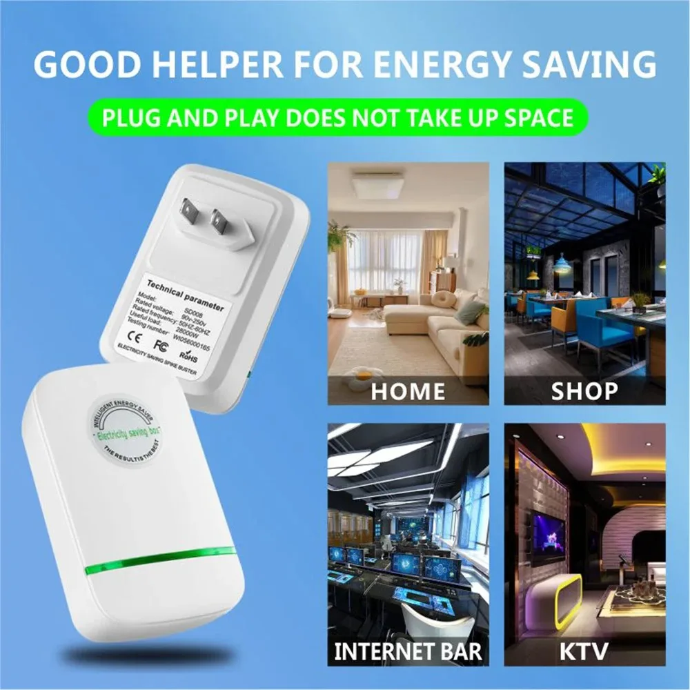 Electricity Saver Pro Power Energy Saving Device 90V-250V EU Plug Voltage Stabilizer for Home Office Reduce Consumption 1