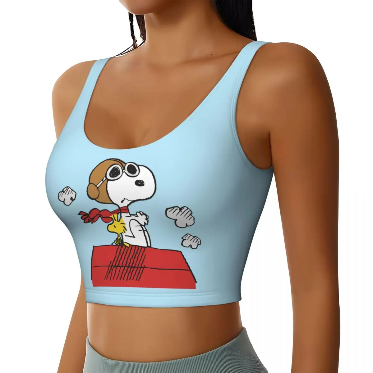 Snoopy Woodstock Workout Crop Tank Tops Women's Seamless Cartoon Yoga Running Sports Bras