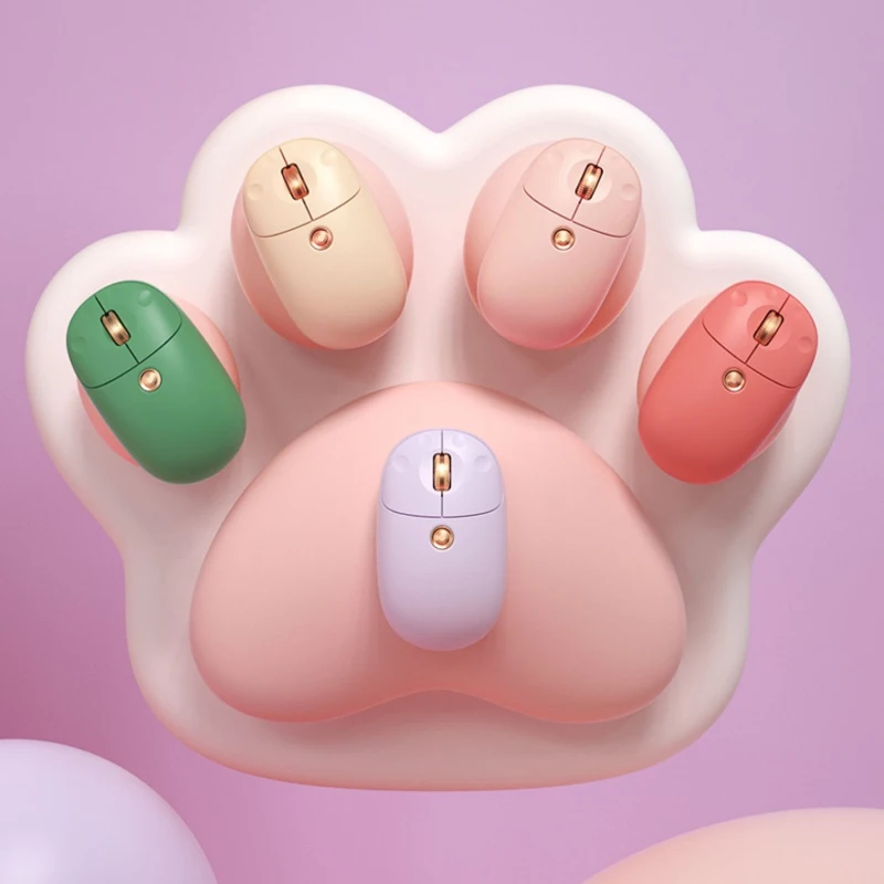 

Bow Cat Paw 2.4GHz Wireless Mouse Bluetooth Dual Mode Mute Rechargeable Mouse