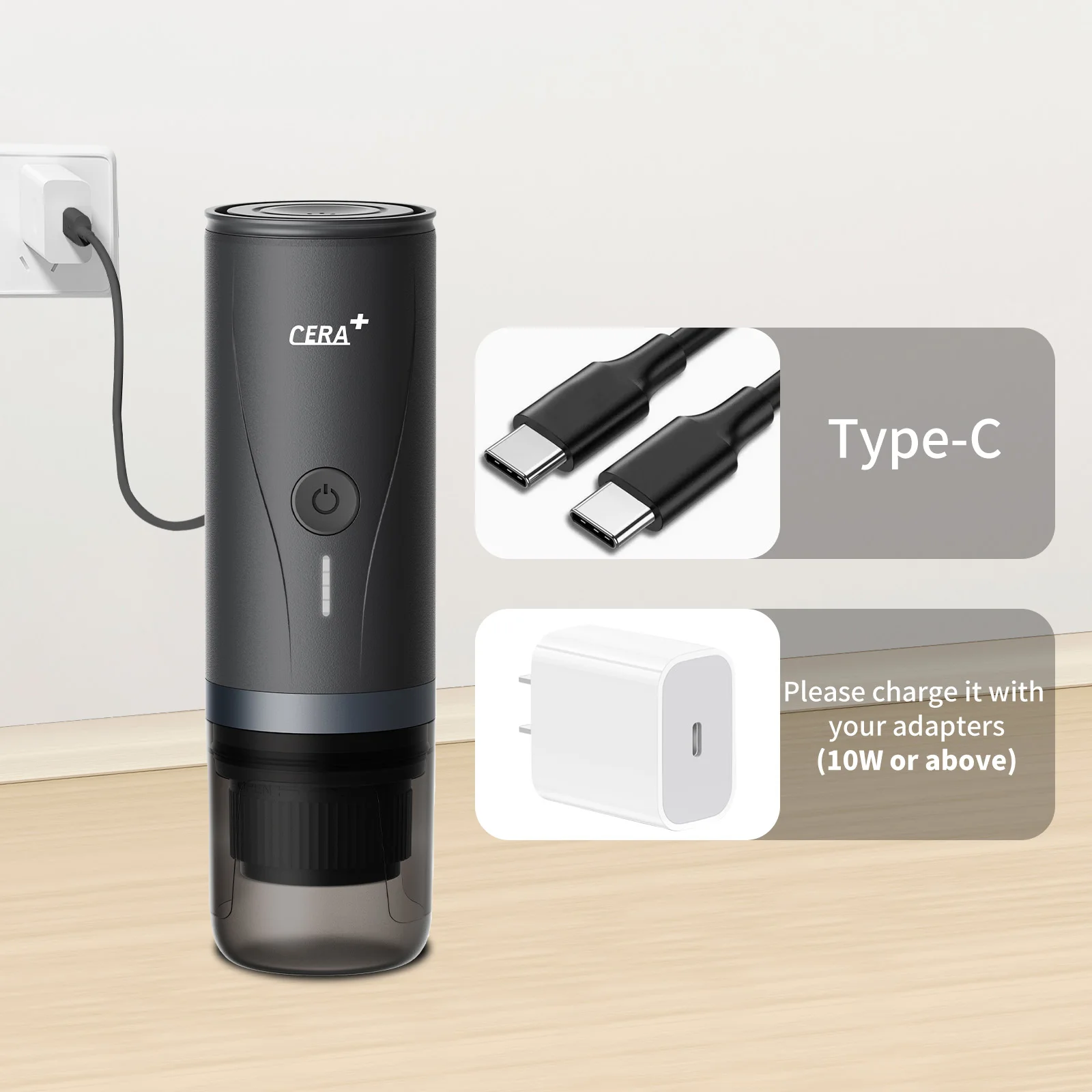 CERA+ Portable Coffee Maker Portable Pod Coffee Maker Mini Automatic Espresso Handpress Pod Portable Coffee Machine 3